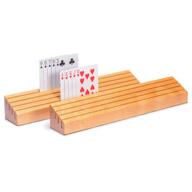 Yellow Mountain Imports extra-wide beechwood card holders front view for organized gameplay