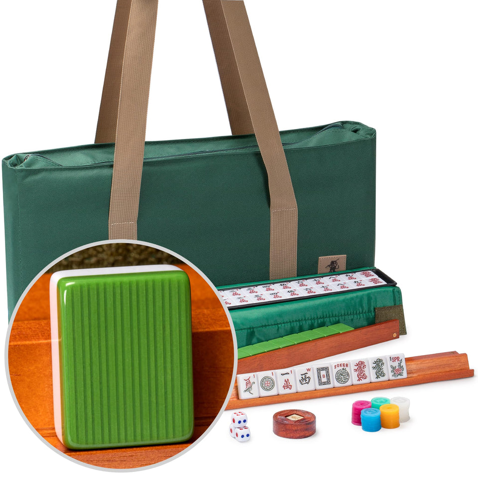Yellow Mountain Imports Huntington tiles with bamboo-inspired green backing for authentic gameplay