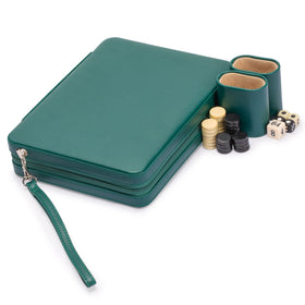 Yellow Mountain Imports Izmir velour playing surface enhances tactile backgammon play