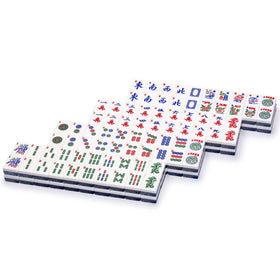 Yellow Mountain Imports mahjong tiles back blue floral Jingdezhen motif for elegance.