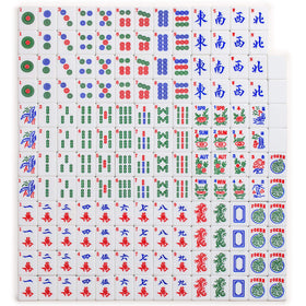Yellow Mountain Imports mahjong tiles with varied suits and dragons for authentic play.