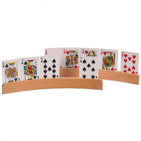 Panorama wooden card holders by Yellow Mountain Imports with curved edges for concealment