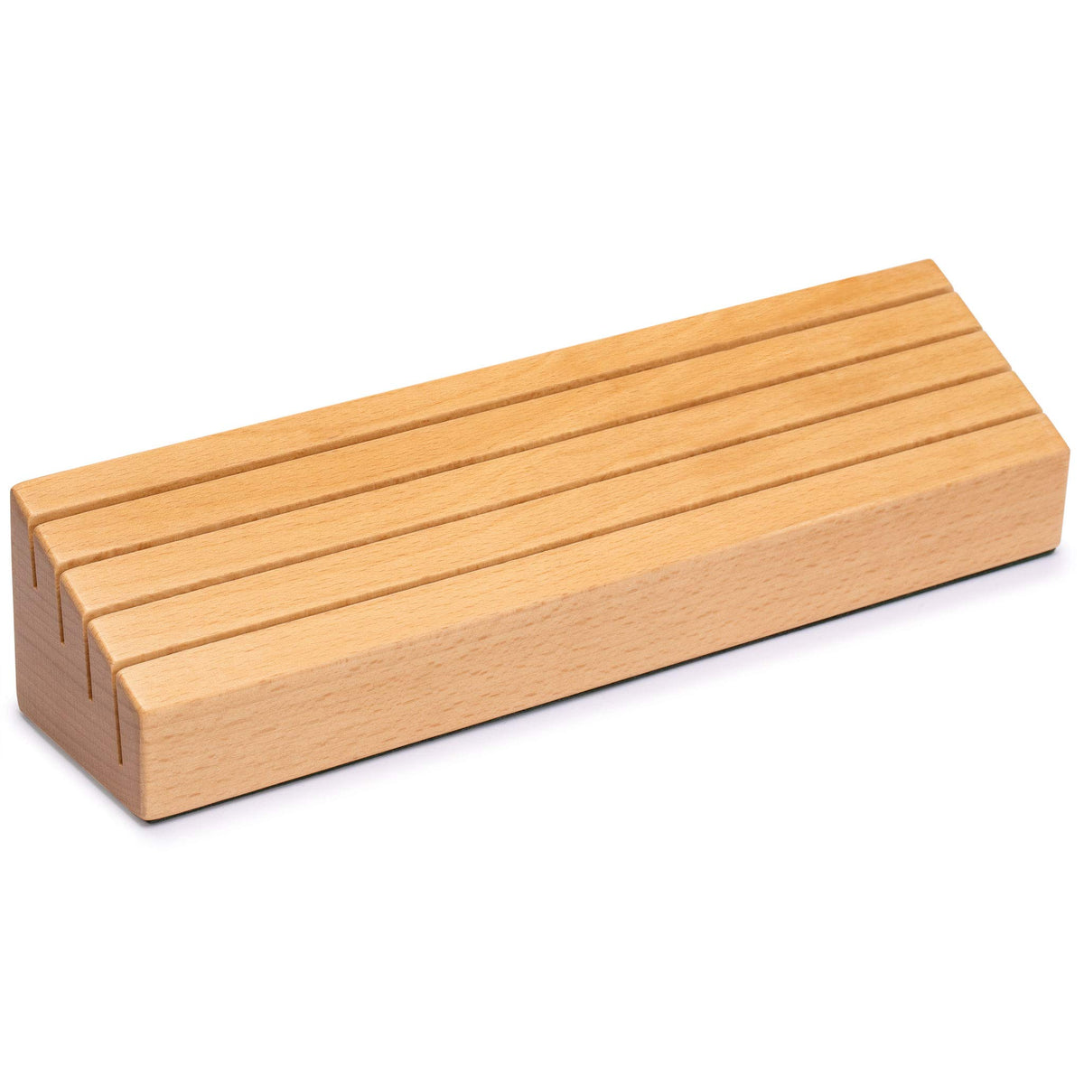 Yellow Mountain Imports beechwood card holders side view for steady display