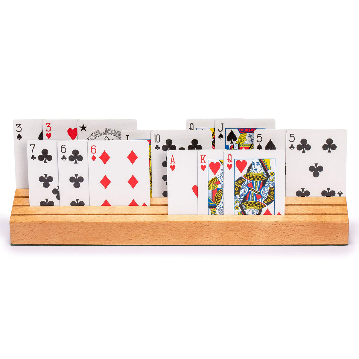 Yellow Mountain Imports two beechwood card holders on table for easy viewing