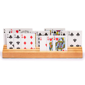 Yellow Mountain Imports two beechwood card holders on table for easy viewing