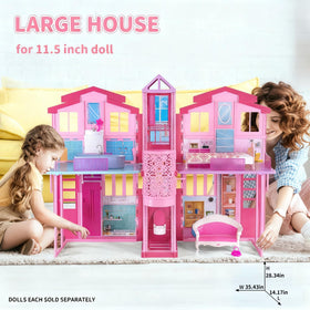 Yellow River doll house elevator spacious four-room layout supports imaginative storytelling.