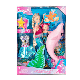 Yellow River princess doll with mermaid and dolphin playset for imaginative pretend play
