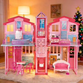 Yellow River doll house elevator foldable design enables easy storage after play.
