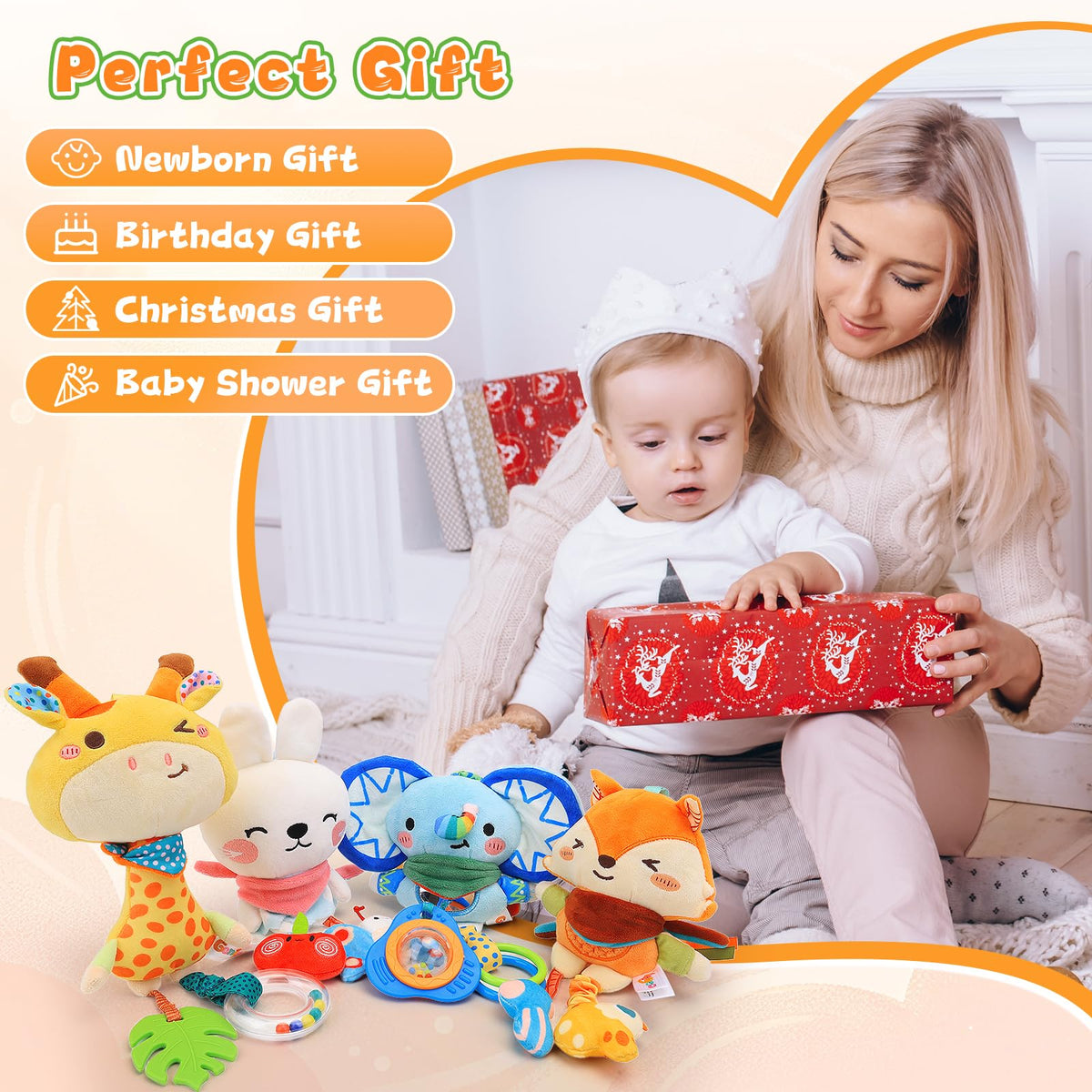YELUFT gift-set baby toy with teether for a versatile newborn present.