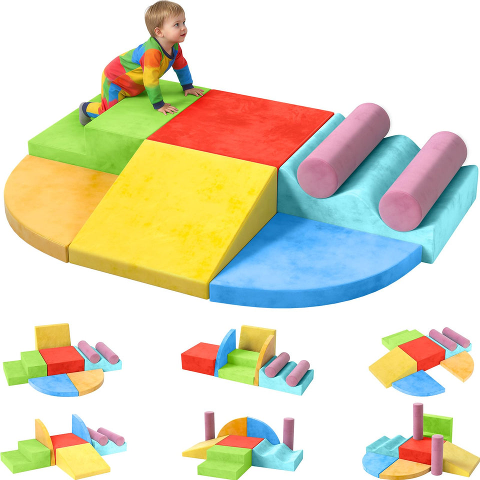 YENING foam climbing blocks setup creates a safe, spacious play zone for toddlers.