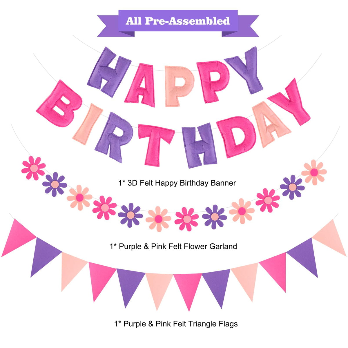 YEOCU 3D felt banner with cotton padding gives a premium look.