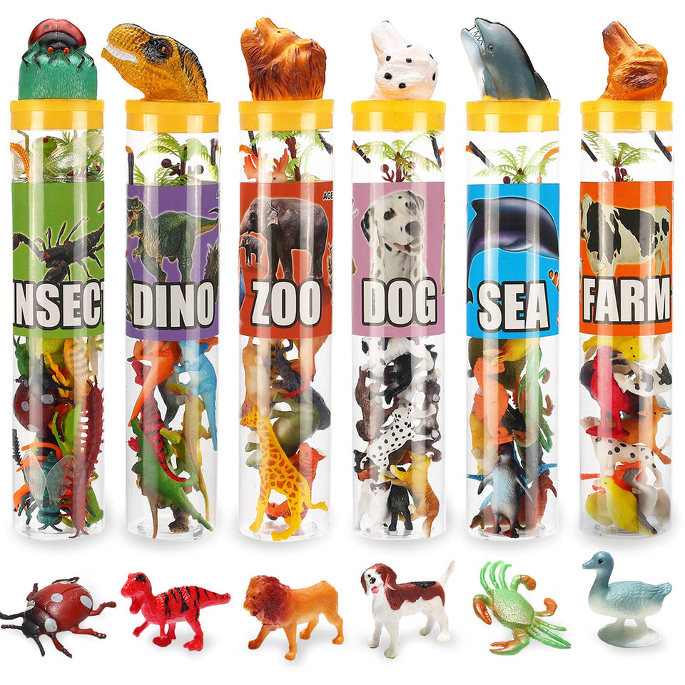 Yeonha Toys 82-piece animal set in buckets for organized play.