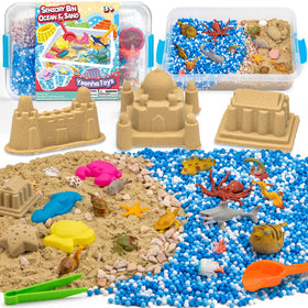 Yeonha Toys transparent cups and sand sifters aid sorting and scooping activities.