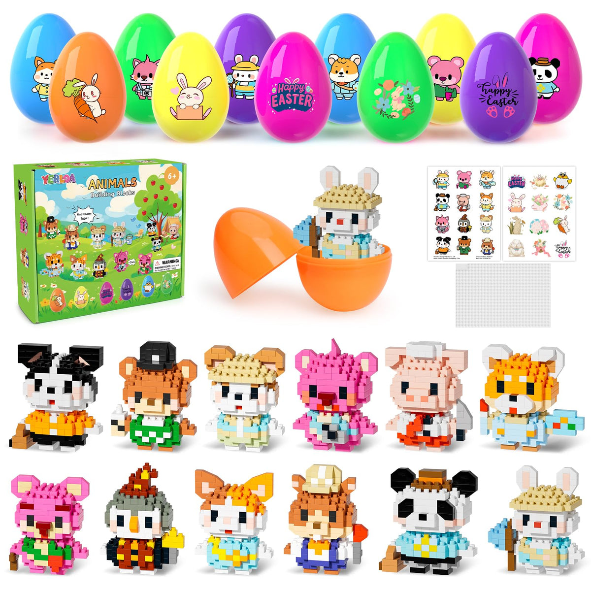 Yerloa 12-pack micro mini animal blocks for focused creative play