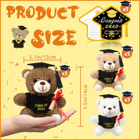 Yesaior graduation bear wearing cap, ideal classroom gift.