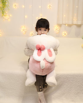 YESGIRL bunny plush 24in, side profile shows soft fur and size