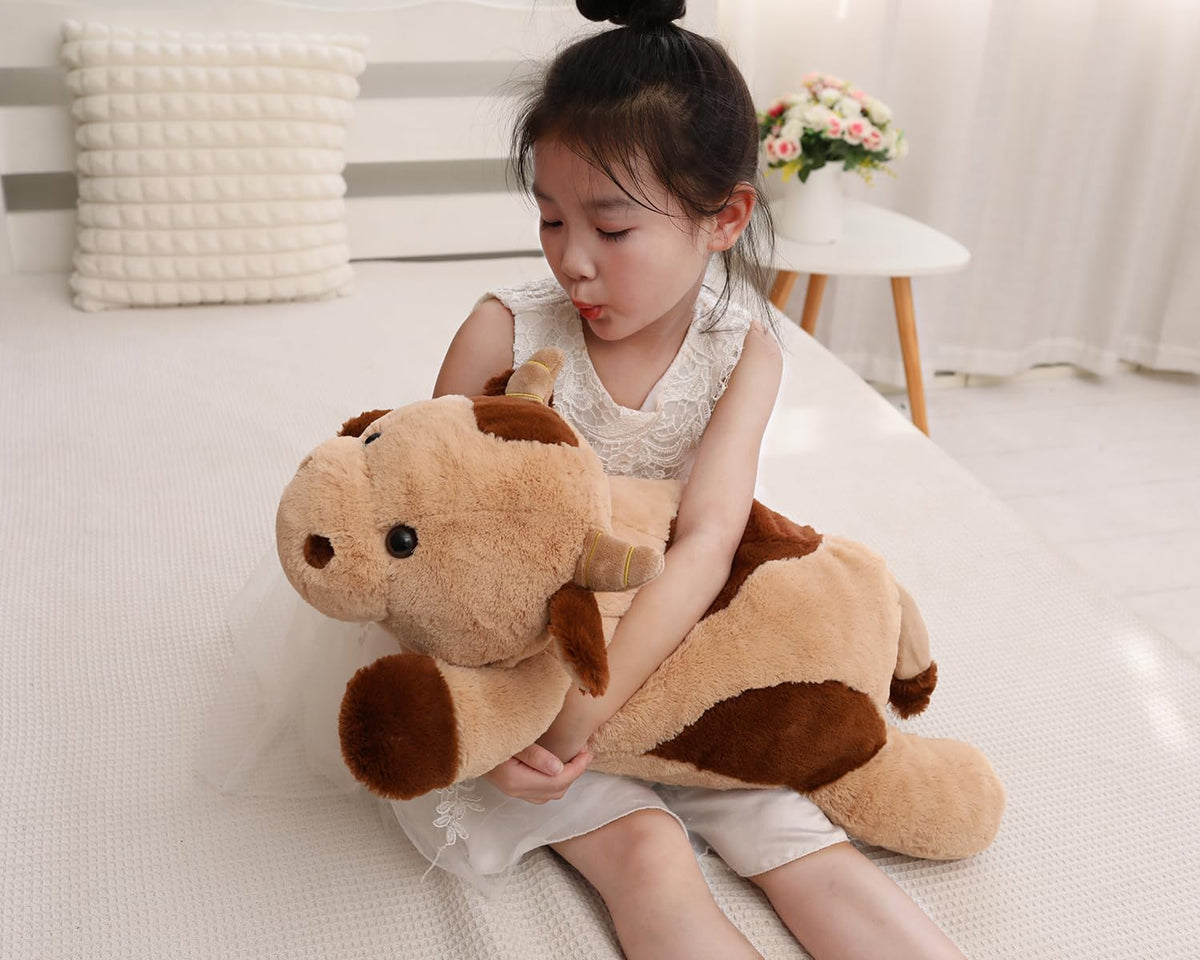 YESGIRL cow weighted plush beads closeup shows evenly distributed weight for steady play.