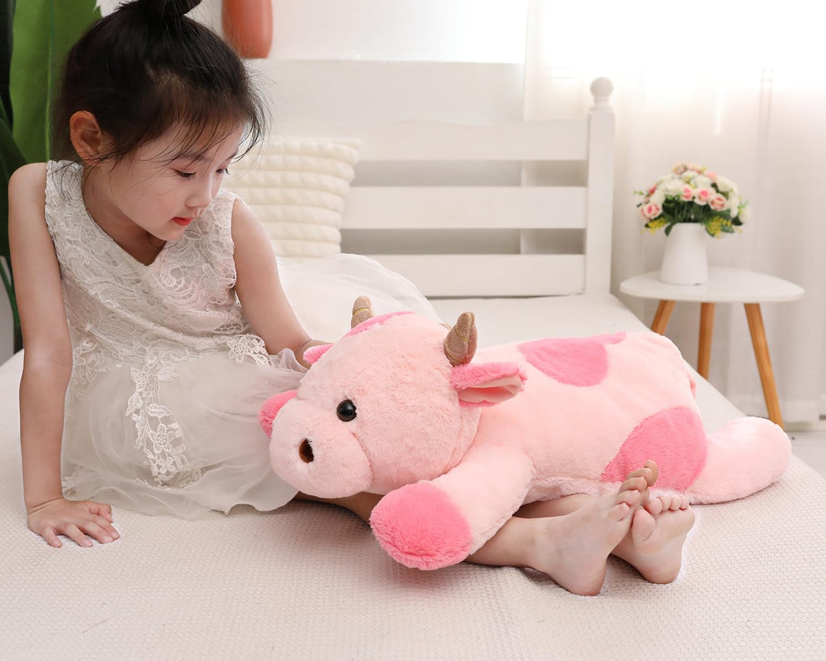 YesGIRL cow weighted plush close-up eyes and nostrils reveal cute design details.