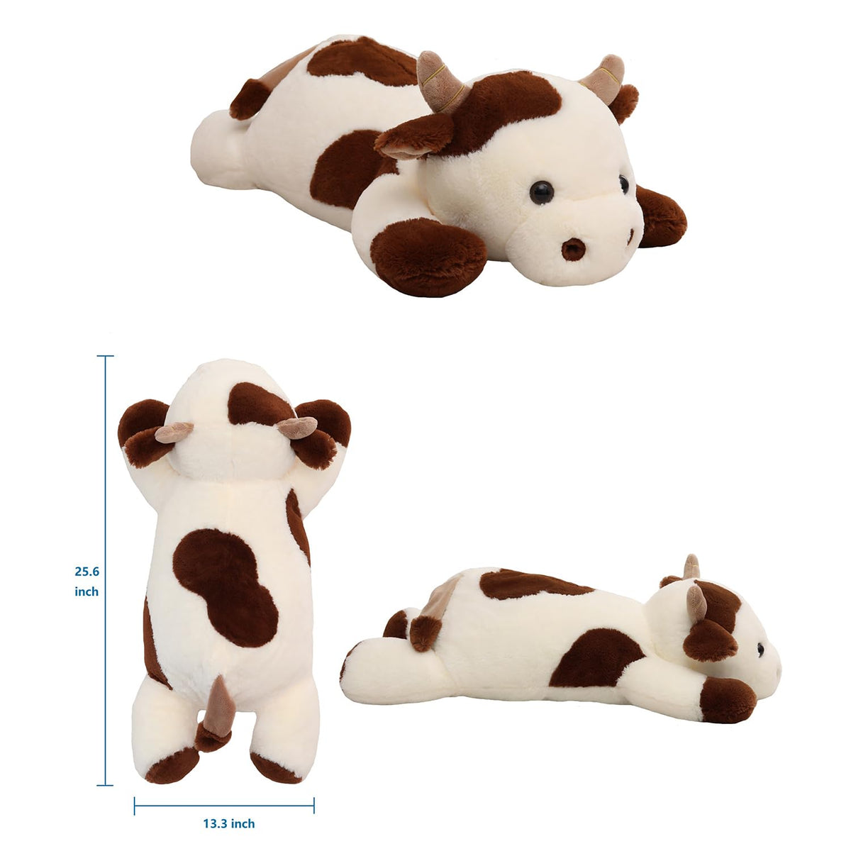 YESGIRL cow weighted plush face closeup highlights cute eyes for comforting companionship