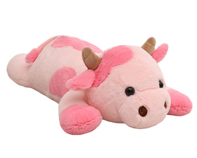 YesGIRL cow weighted plush full view showing large 5 lb cuddly size for calm focus.