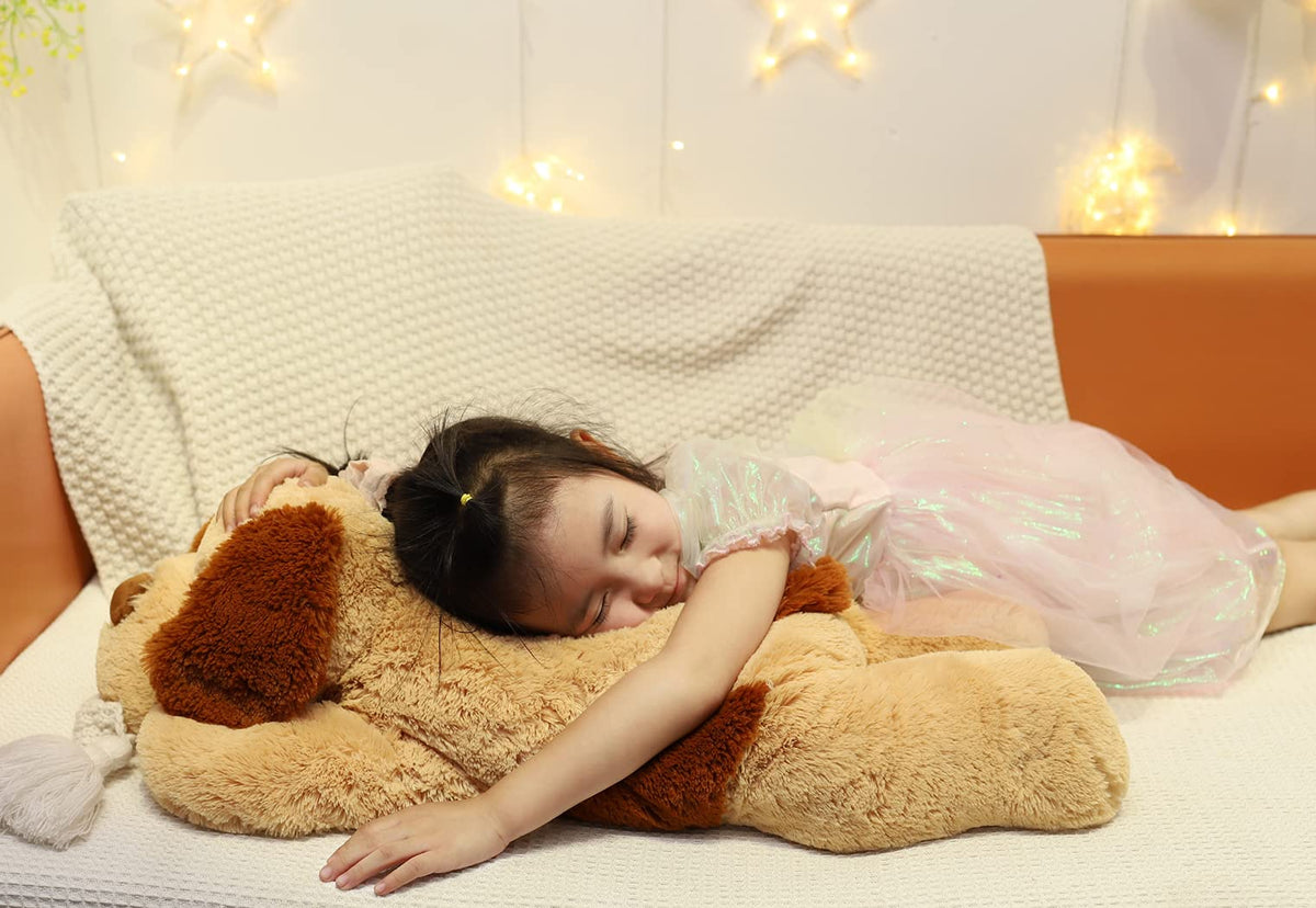 YESGIRL weighted plush packaging and care guidance illustration.