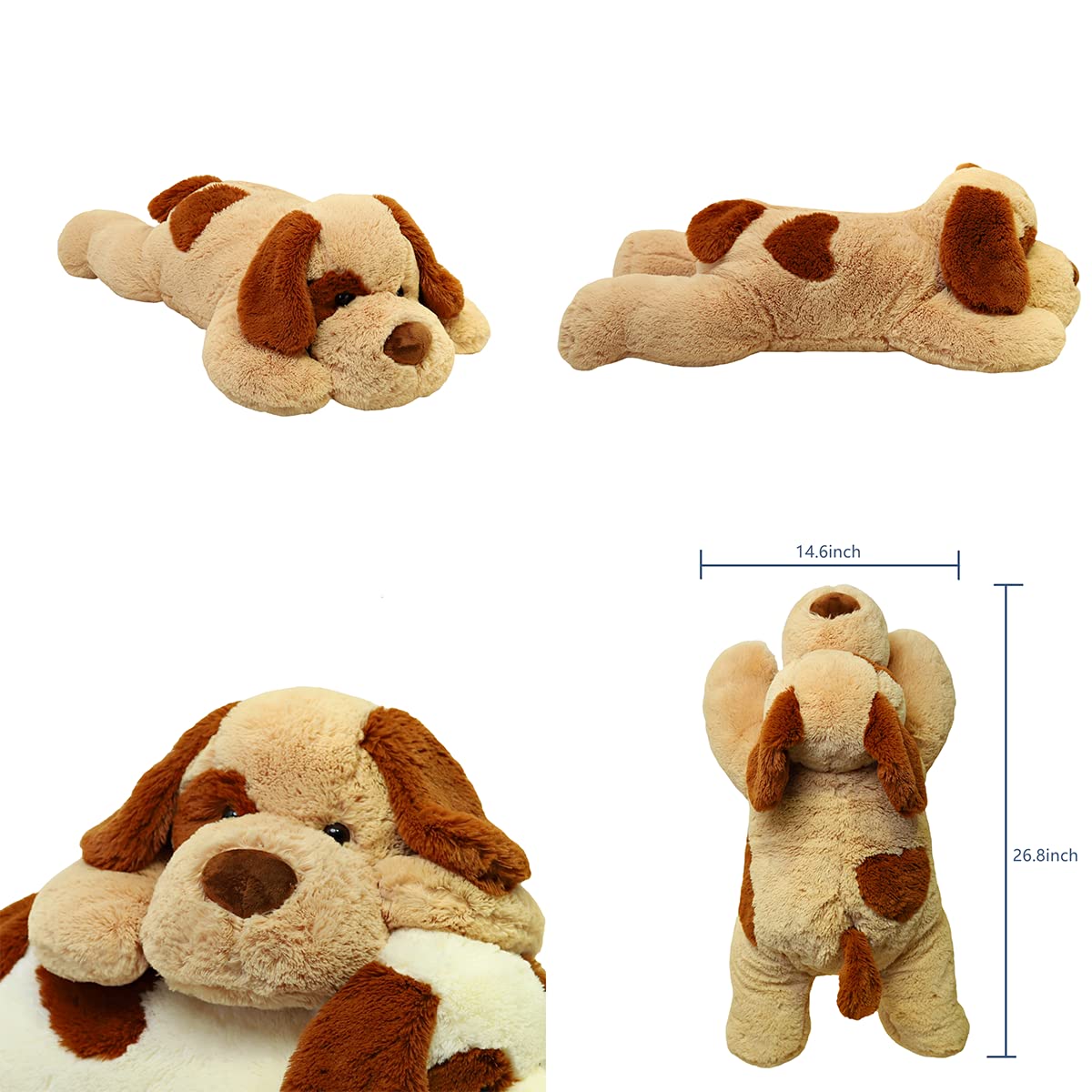 YESGIRL weighted dog plush full-body view highlighting size and hug-ready shape.