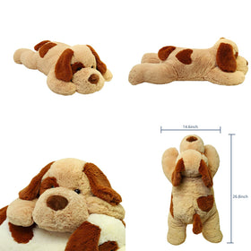 YESGIRL weighted dog plush full-body view highlighting size and hug-ready shape.
