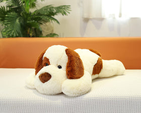 YesGIRL weighted dog plush close-up of eyes and nose, inviting hug.