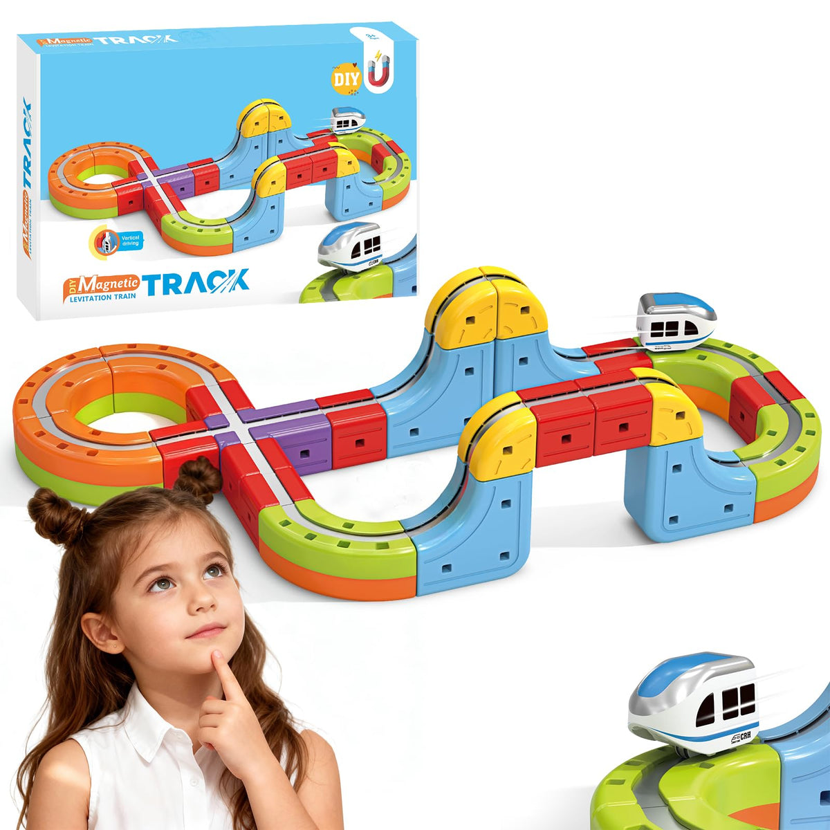 YESHIN electric train set with 3D track bridge boosts imaginative play and fine motor skills.