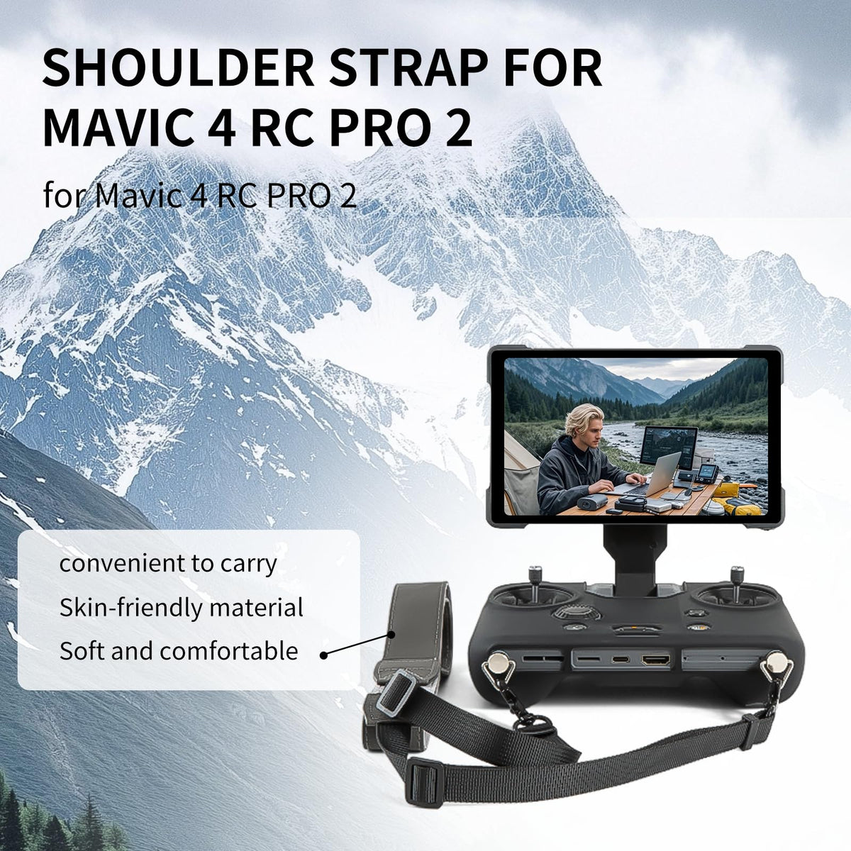 YETAMKR anti-slip grip on DJI Mavic 4 RC Pro 2 remote for secure handling.
