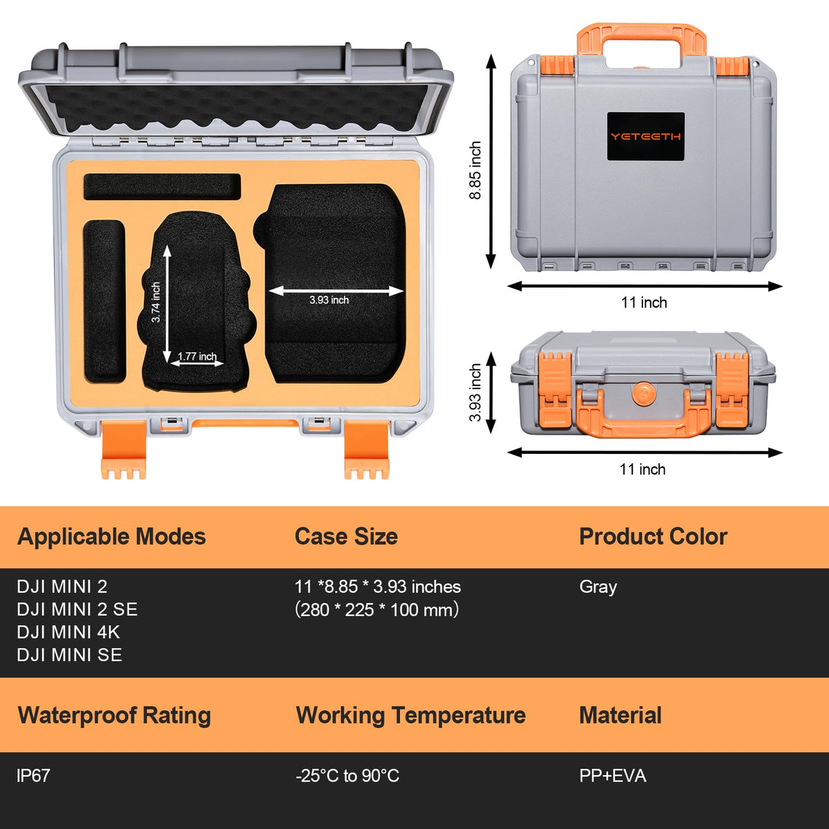 YETEETH case shows battery storage and charging hub space for travel