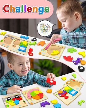 Yetonamr wooden toddler puzzles animals support storytelling and early language development.