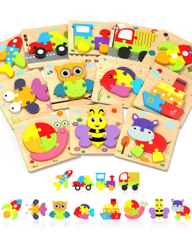 Yetonamr wooden puzzle with vehicles to boost fine motor skills and problem solving.