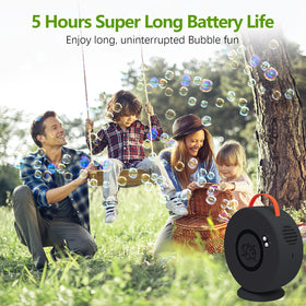 Yevohadt bubble maker features large water tank and long battery life.