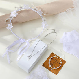 Yewkit First Communion faith bless card paired with accessories