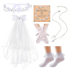 Yewkit First Communion veil with comb, elegant coverage for a sacred ceremony