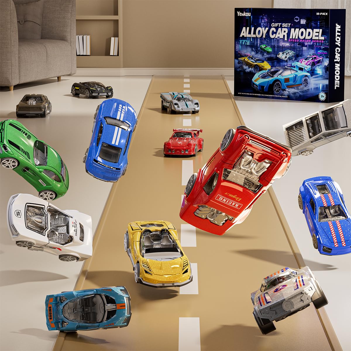 Yewkou 18-pack convertible-car 164-scale die-cast for versatile play