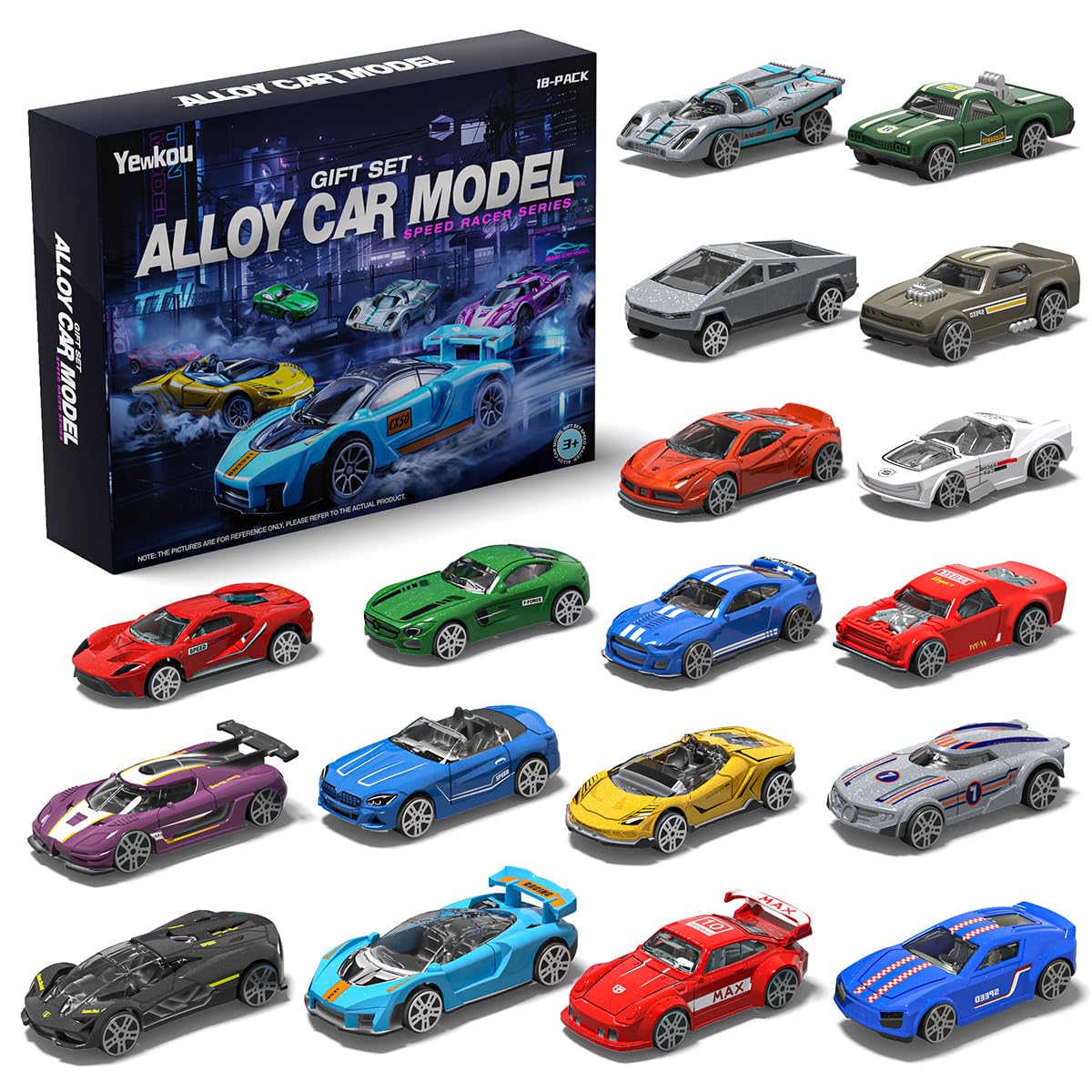 Yewkou 18-pack pickup-truck 164-scale die-cast for display or play