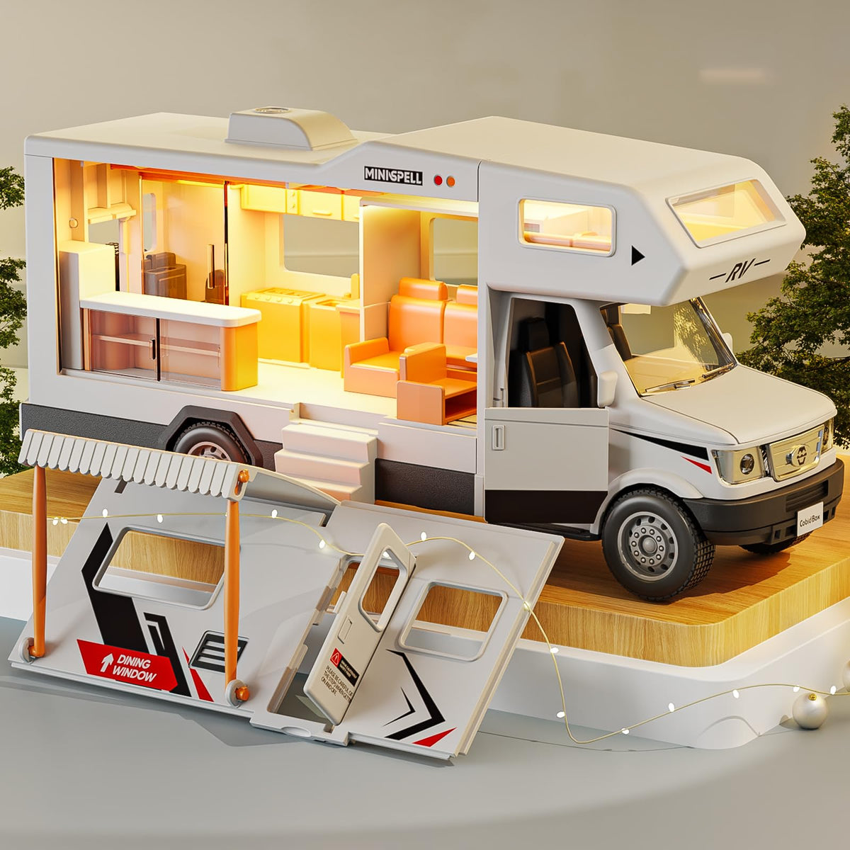 Yewkou Camper Van driver cab opening the cab door encourages interactive storytelling.