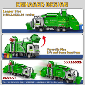 Yewkou garbage truck toy compact size fits small hands for easy play.