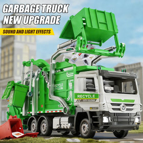 Yewkou garbage truck toy includes 60 sorting cards to teach categorization.