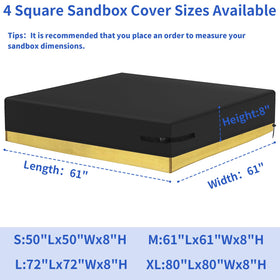 Yexcend Sandbox Cover fits 61x61x8 square sandboxes securely.