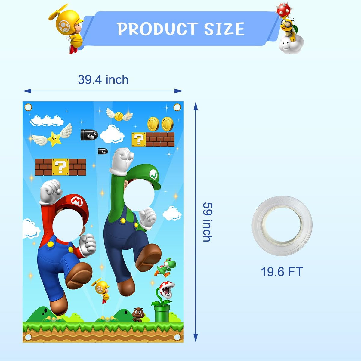 YEZHENSS Mario birthday banner creates a festive photo backdrop for celebrations