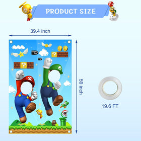 YEZHENSS Mario birthday banner creates a festive photo backdrop for celebrations