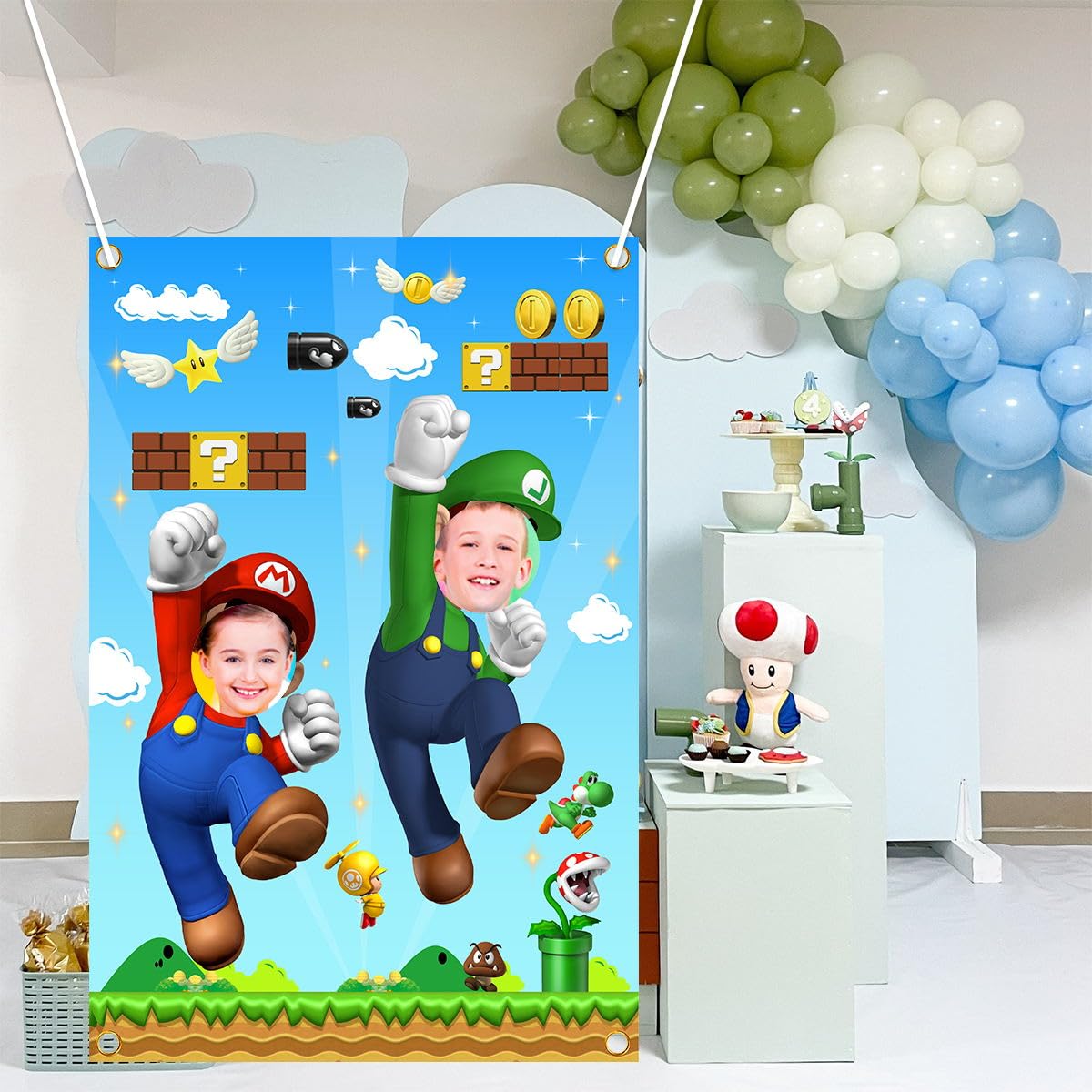 YEZHENSS Mario door banner is easy to hang for quick setups