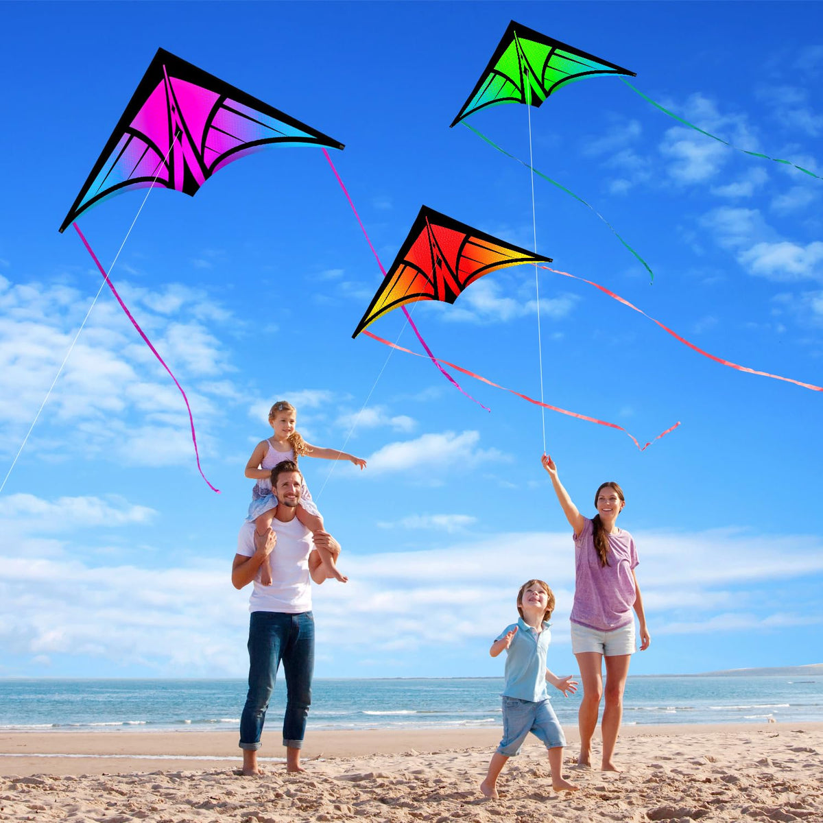 YFAFENGS delta kite adults enjoying a windy day with durable frame in action