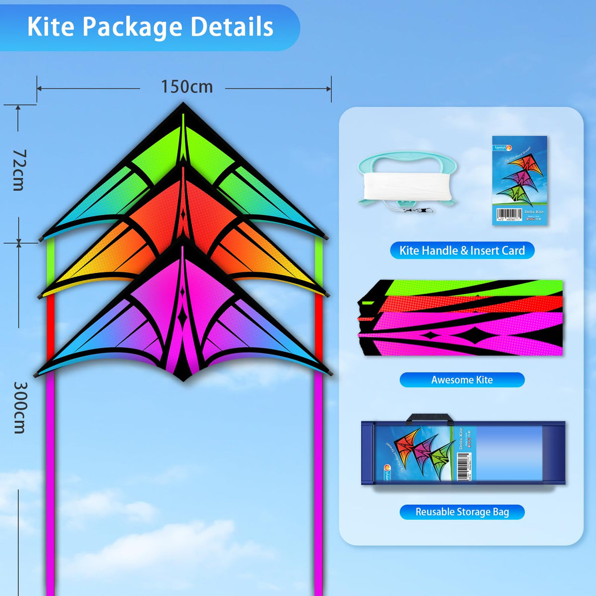 YFAFENGS delta kite gradient in sunlight demonstrates bright colors for outdoor play