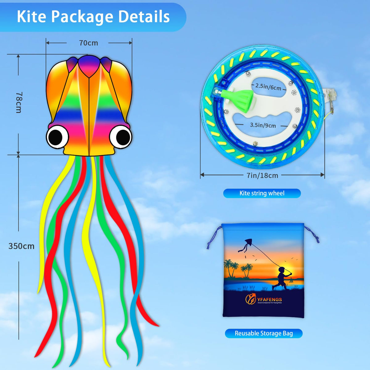 YFAFENGS octopus kite with kids playing on the beach