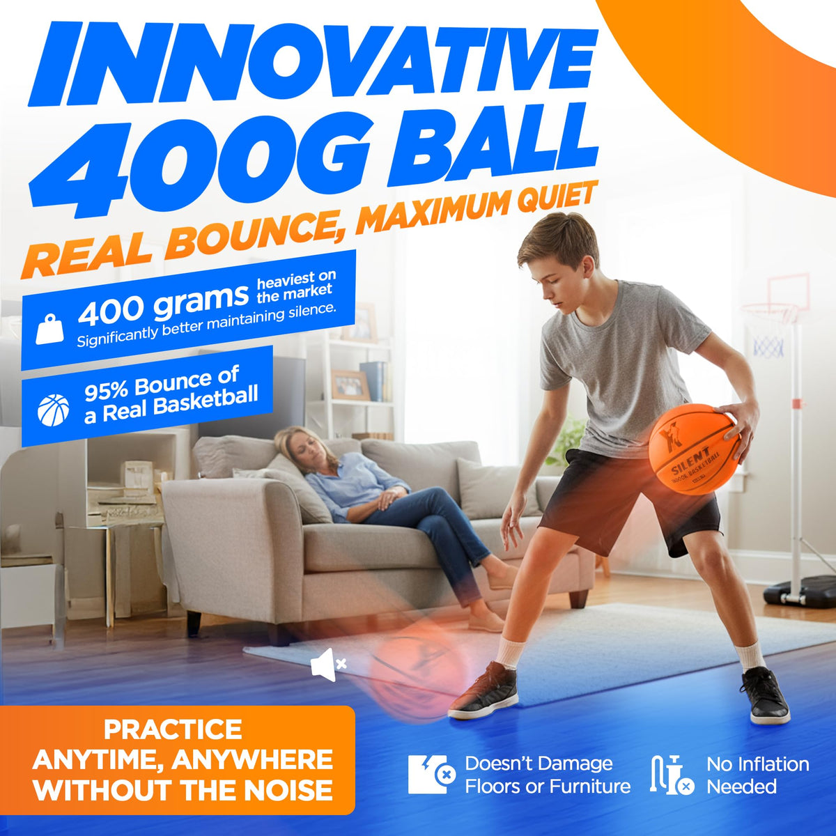 YGA Sports Silent Basketball soft foam texture supports safe indoor play.