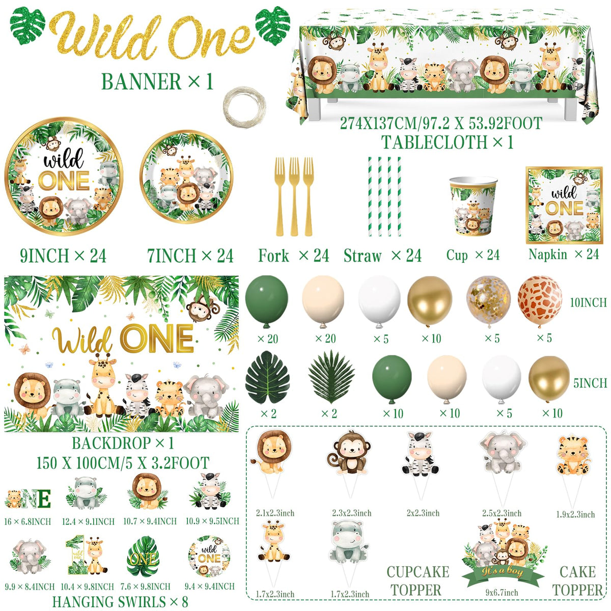 YGCTBVY wild plates napkins set coordinates partyware
